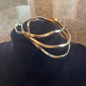 Gold plated bangle bracelet set